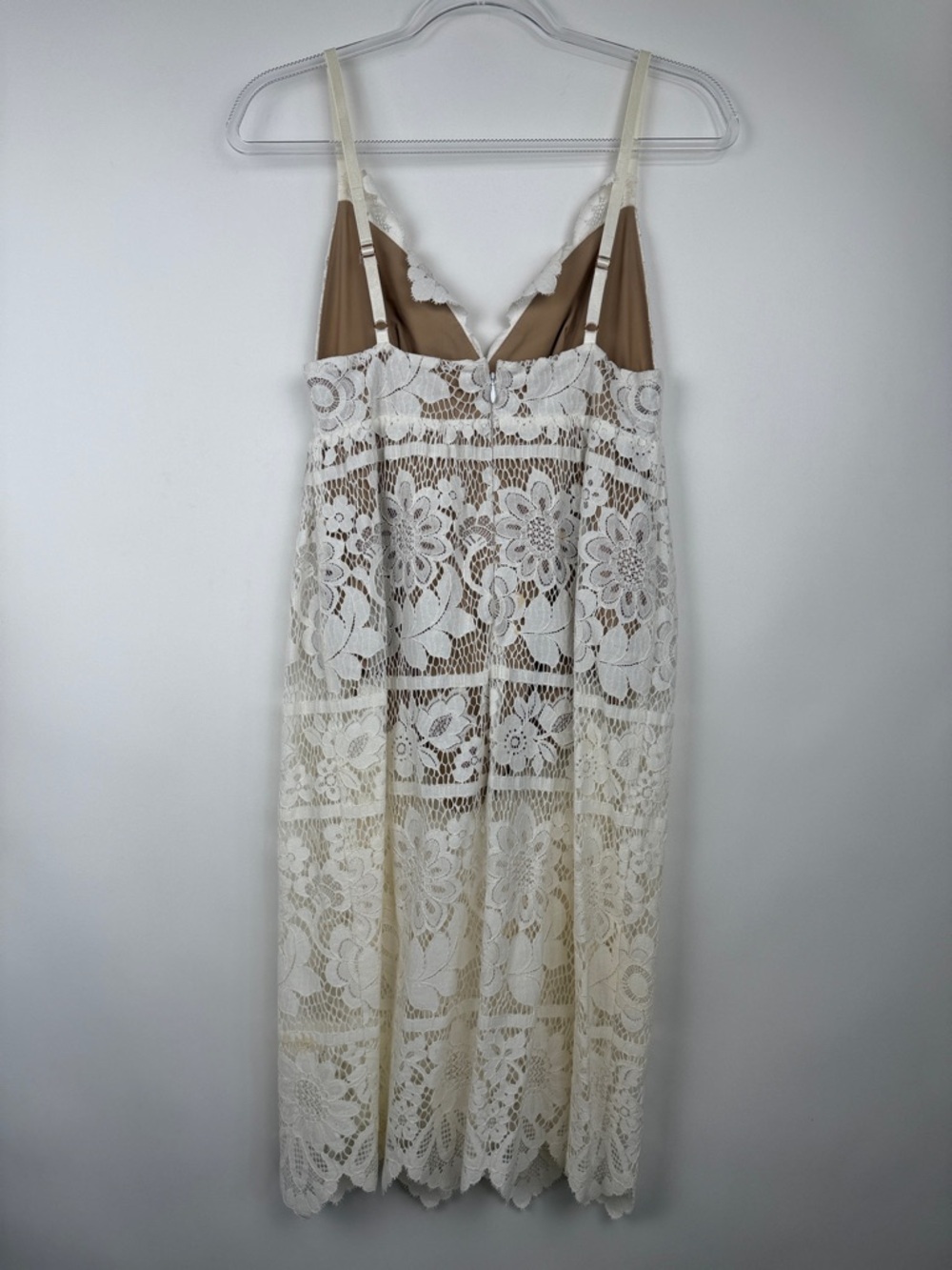 For Love & Lemons Gianna Midi Dress Bodycon White Lace Bodysuit Lined Size M - Picture 10 of 16